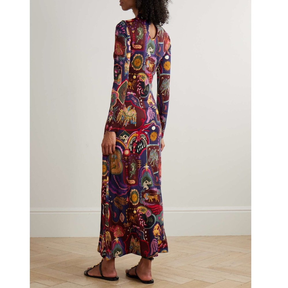FARM Rio Rio Multicolor Artsy Surreal Land Long Sleeve Maxi Dress Size XL NWT - Picture 2 of 16